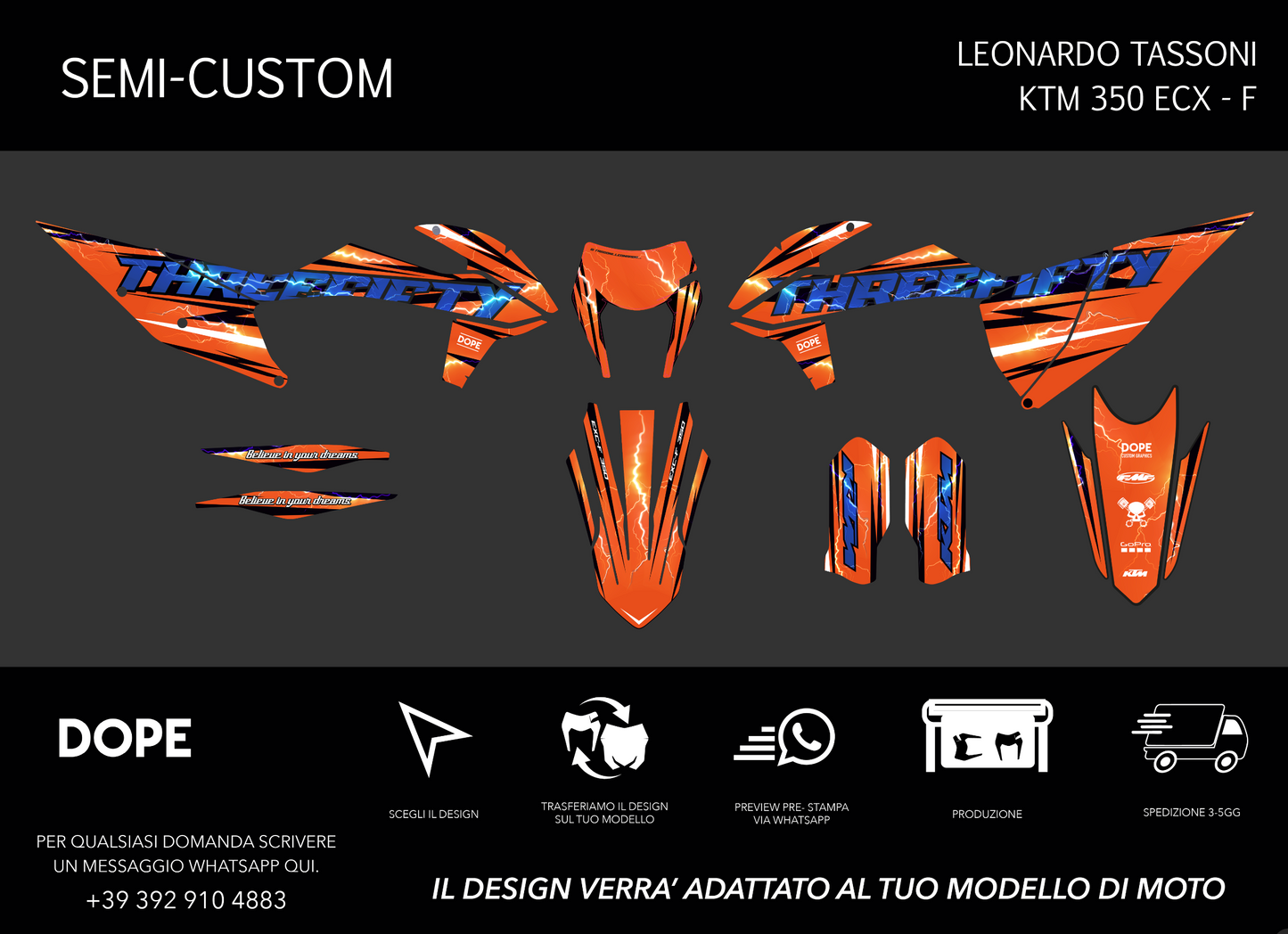 SEMI CUSTOM GRAPHICS KIT - KTM 350 EXC LEONARDO TASSONI